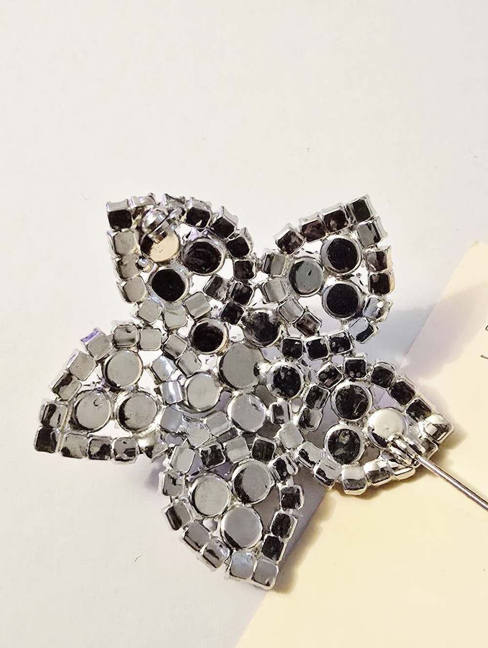 Albert Weiss vintage rhinestone 50s Star Flower Brooch Dead stock original card - Picture 7 of 9